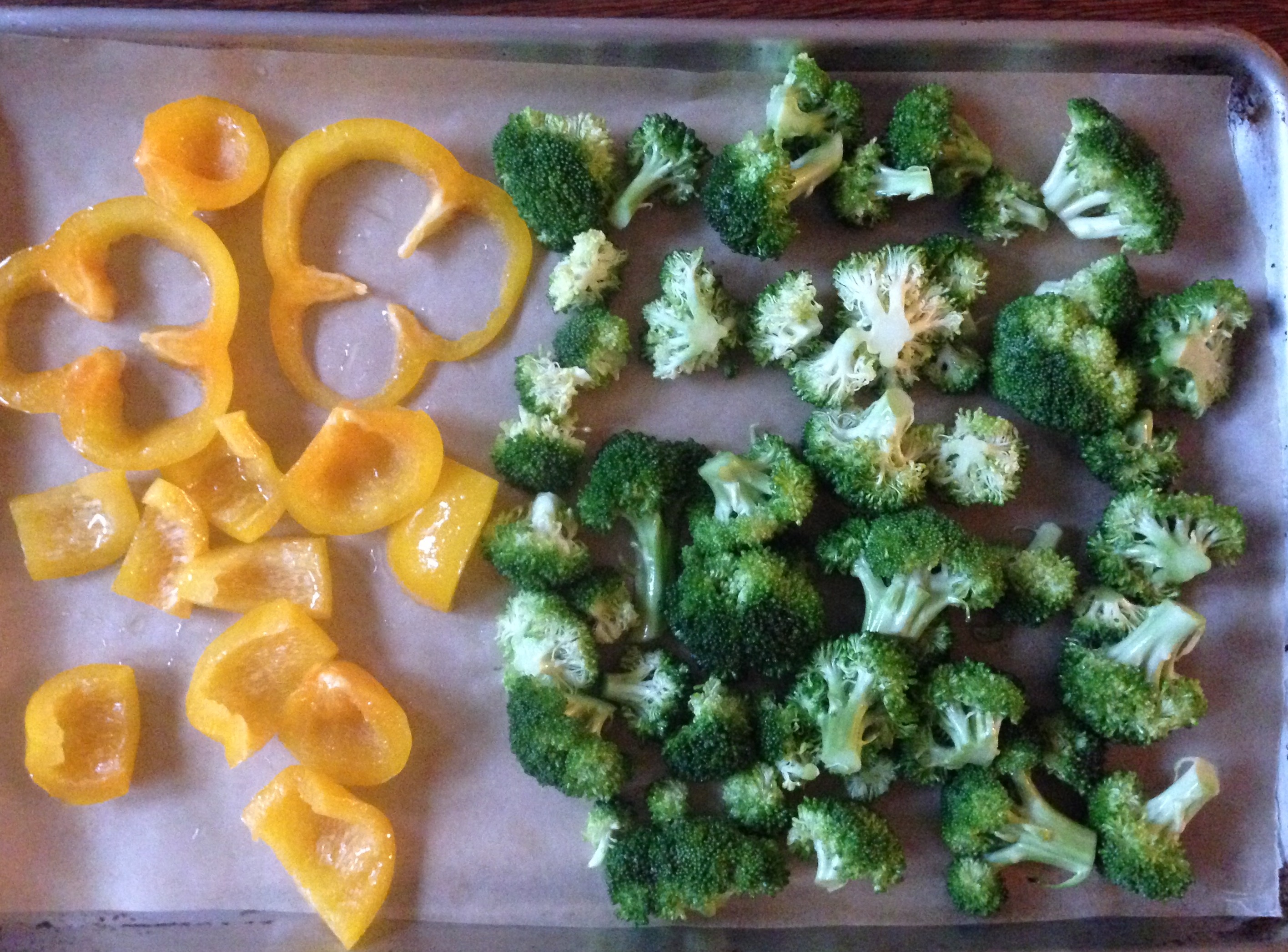 Broccoli and Bell Peppers Ready to Roast