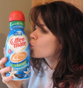 Heather eats fairly healthy but admits on her blog to a Coffee-mate addiction.