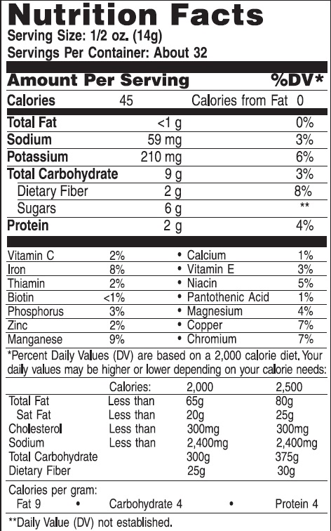 YL NingXia Wolfberries Nutrition Facts Label